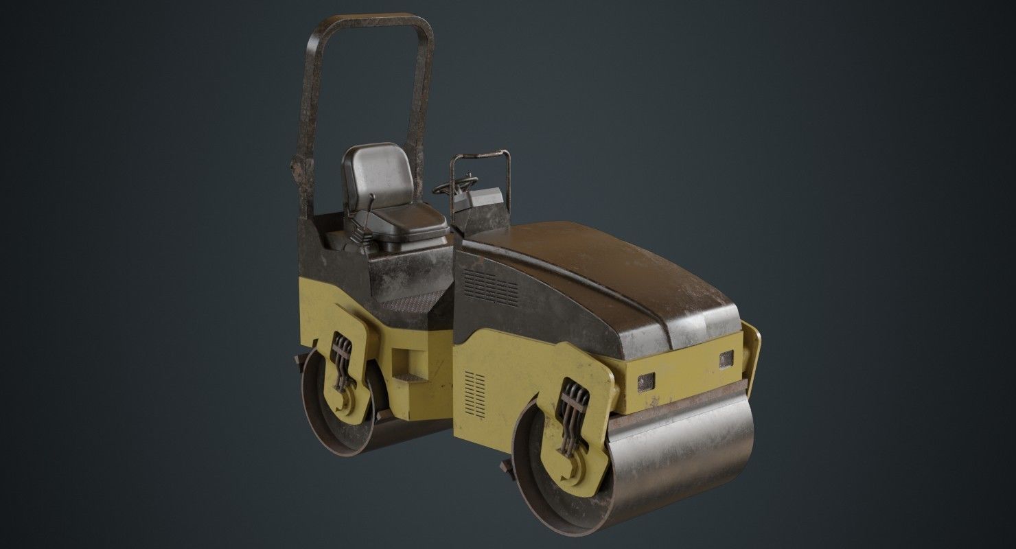 Road Roller 1C Low-poly 3D model_1