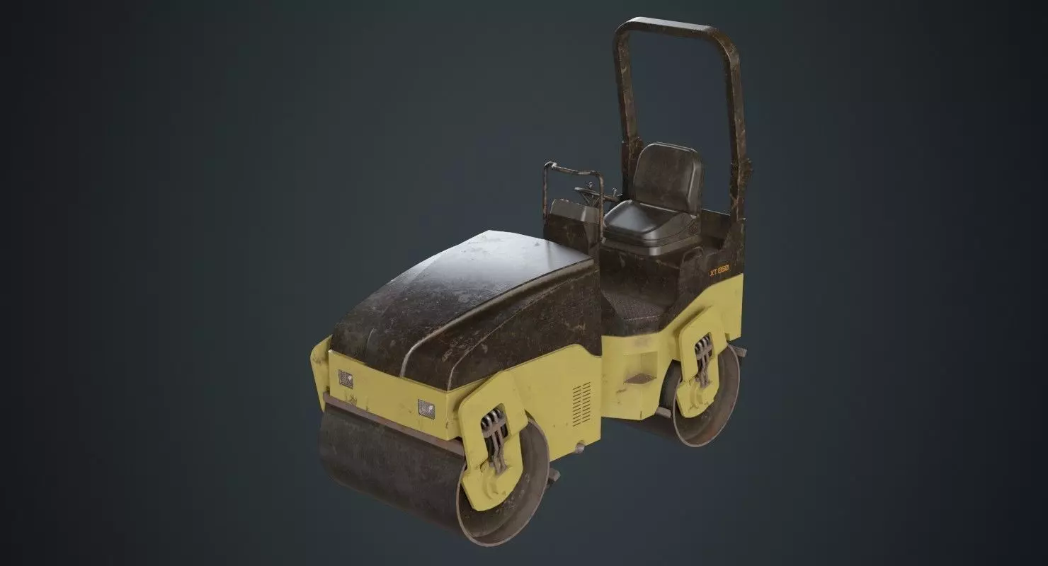Road Roller 1C Low-poly 3D model_0