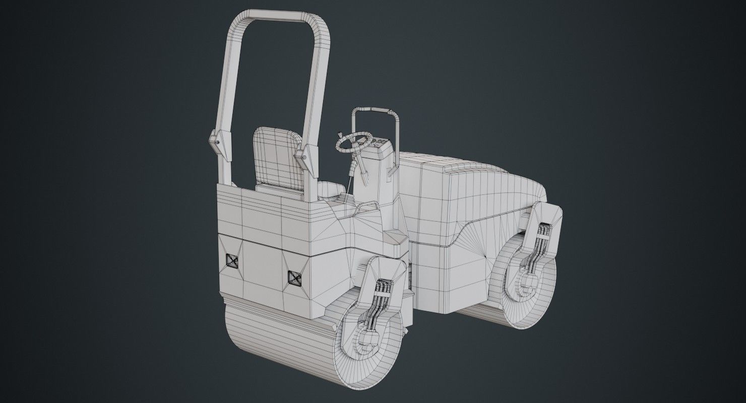 Road Roller 1C Low-poly 3D model_9