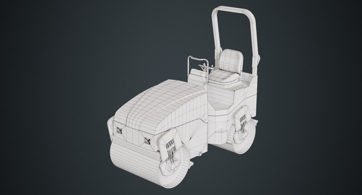 Road Roller 1C Low-poly 3D model_8