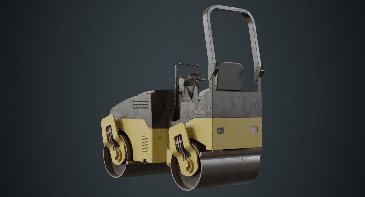 Road Roller 1C Low-poly 3D model_3