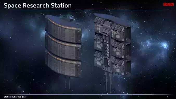 Spaceship Research Station Low-poly 3D model