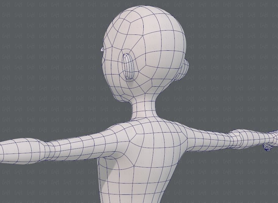 Base mesh man character V18 Low-poly 3D model_30