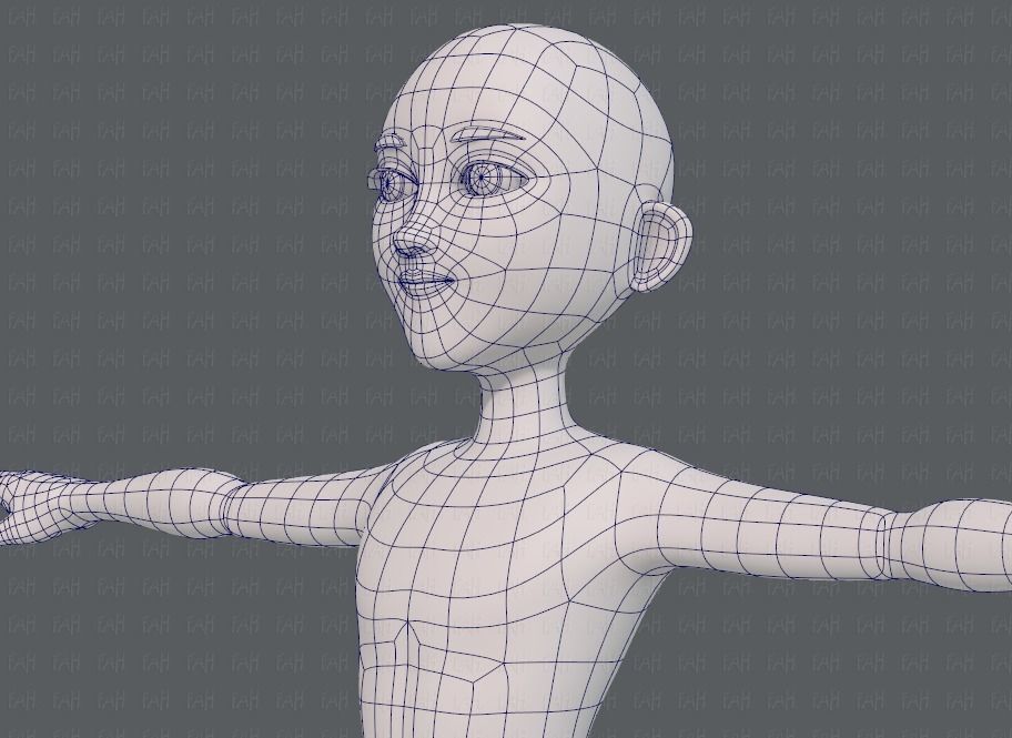 Base mesh man character V18 Low-poly 3D model_32
