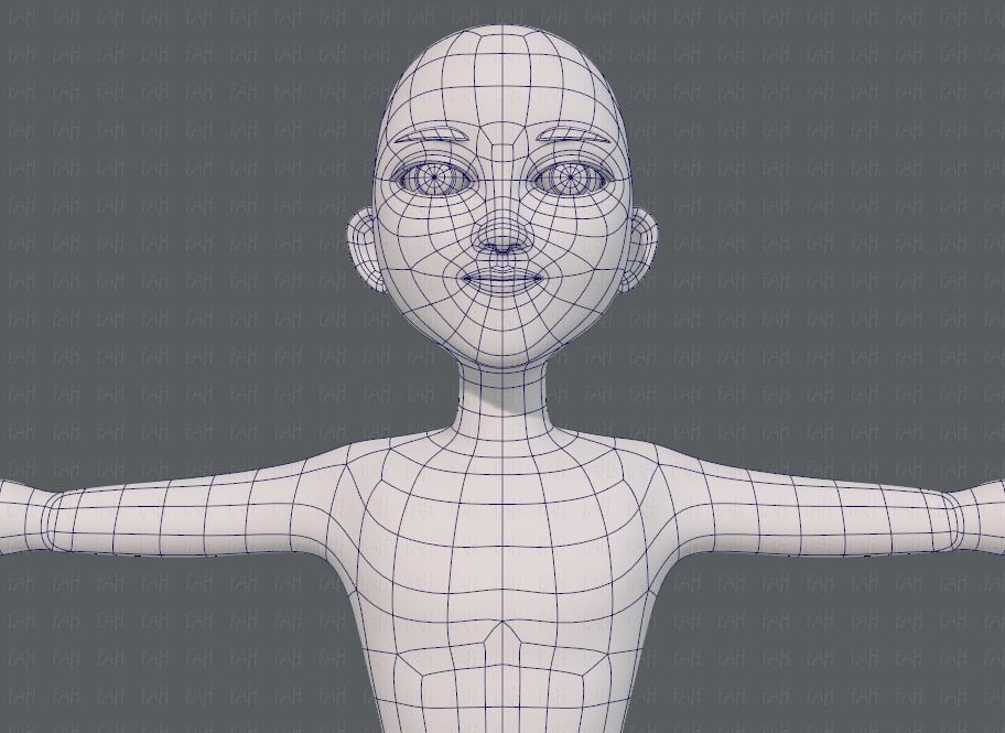 Base mesh man character V18 Low-poly 3D model_25