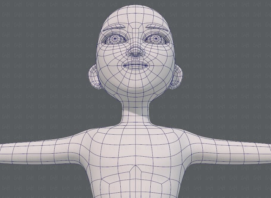Base mesh man character V18 Low-poly 3D model_44