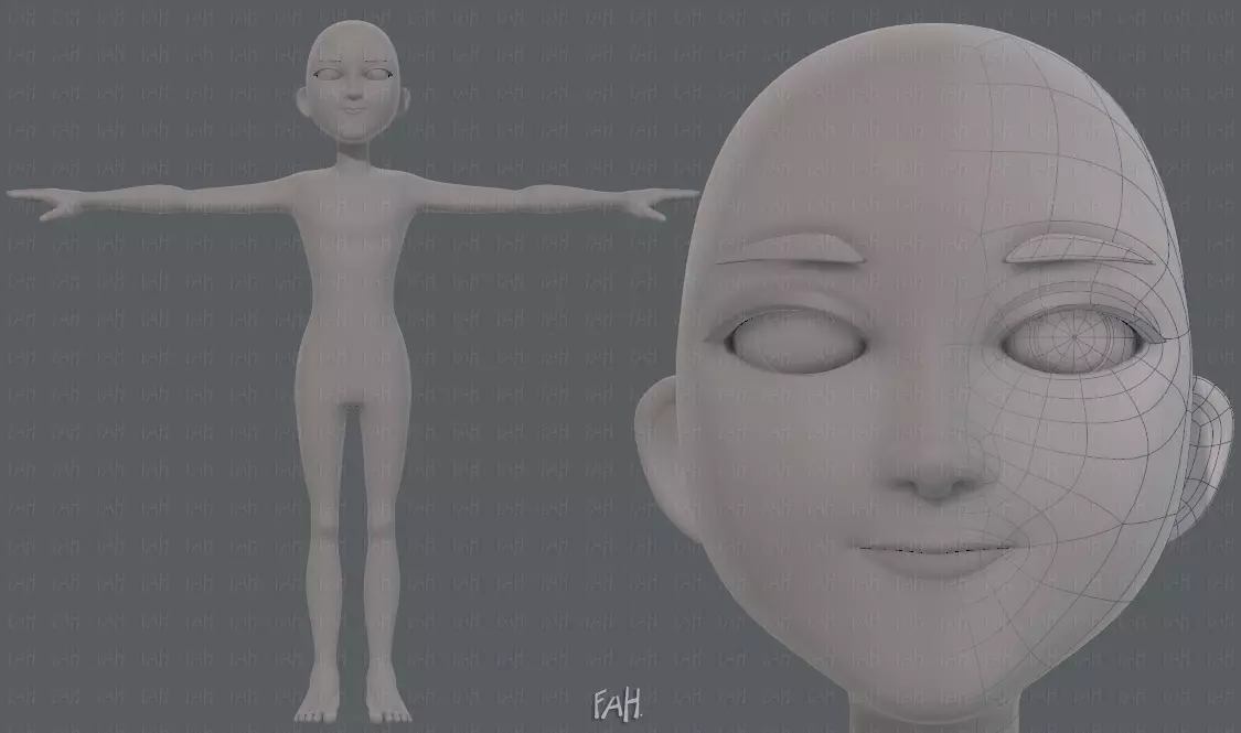 Base mesh man character V18 Low-poly 3D model_0