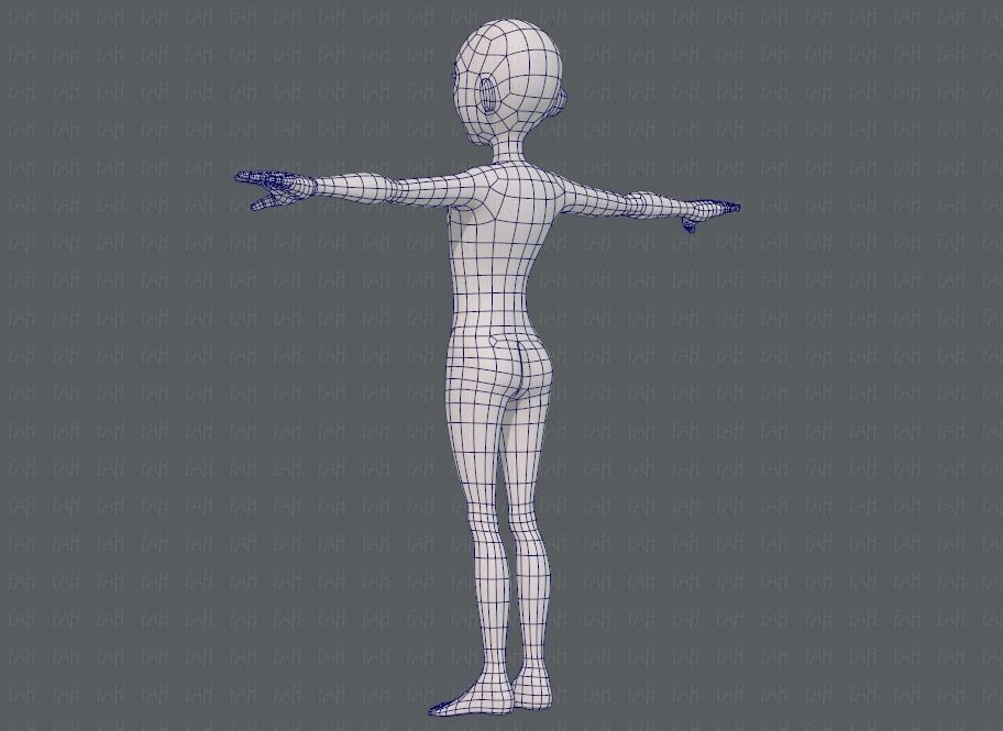 Base mesh man character V18 Low-poly 3D model_14