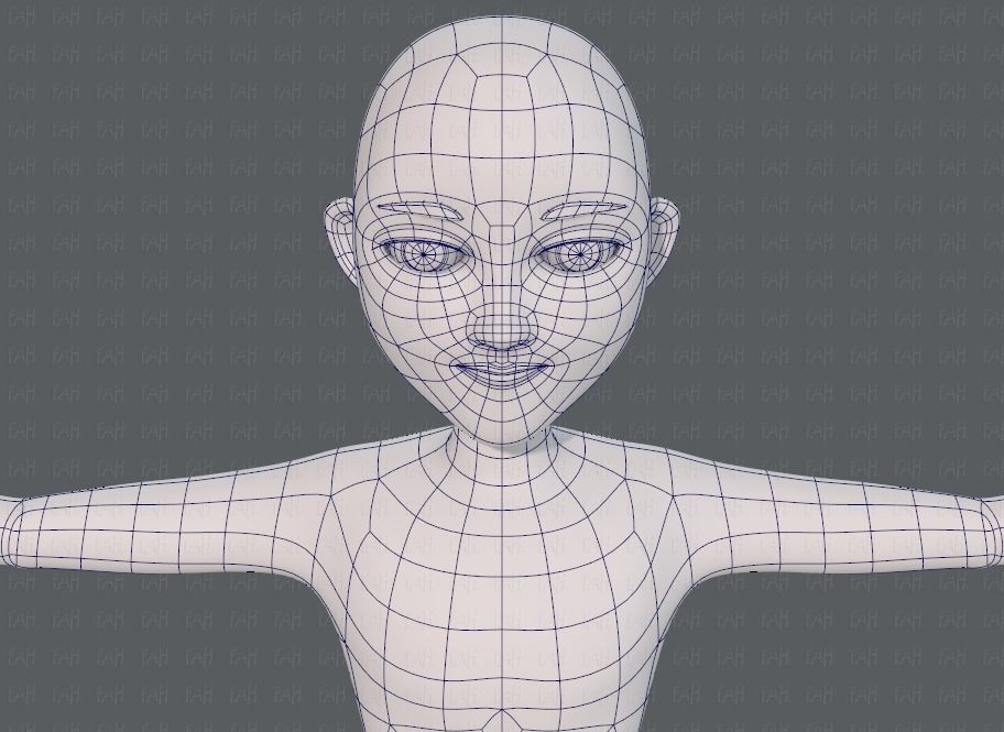 Base mesh man character V18 Low-poly 3D model_42