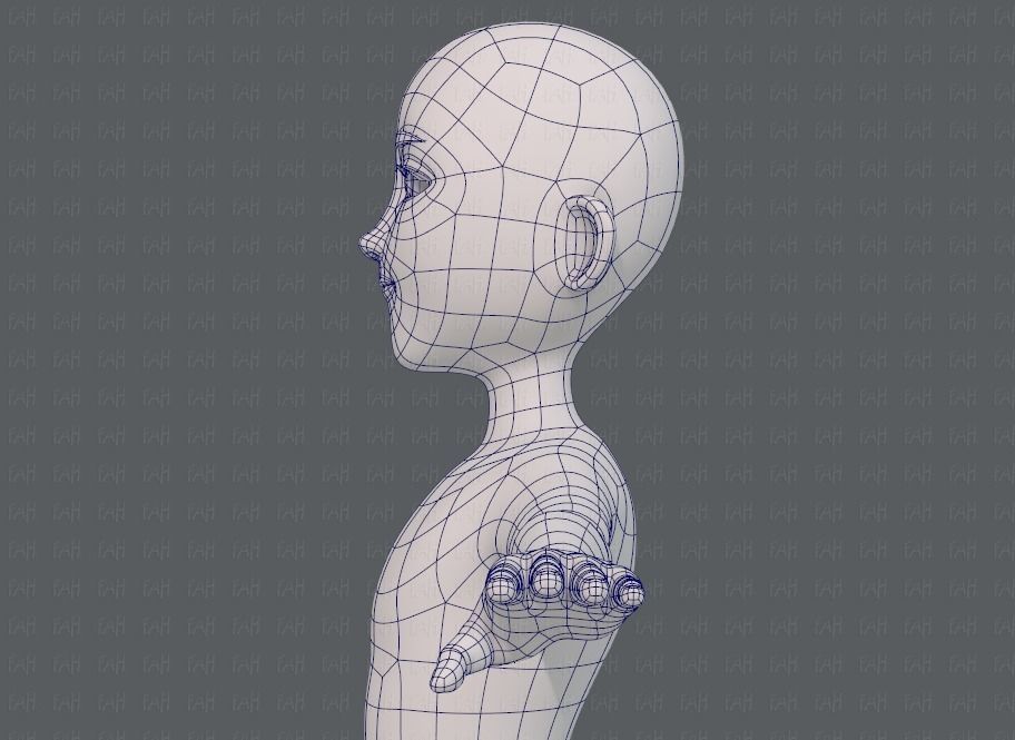 Base mesh man character V18 Low-poly 3D model_31