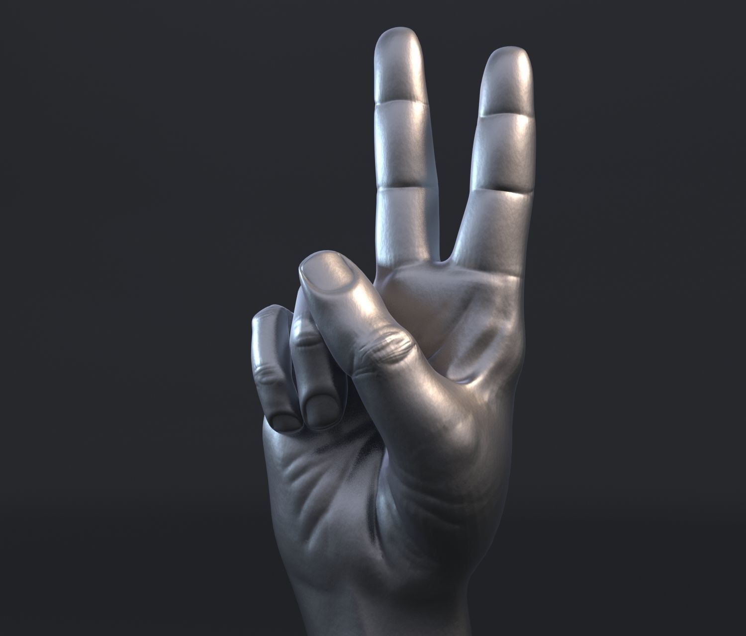 Hand with peace of victory gesture 3D print model_6