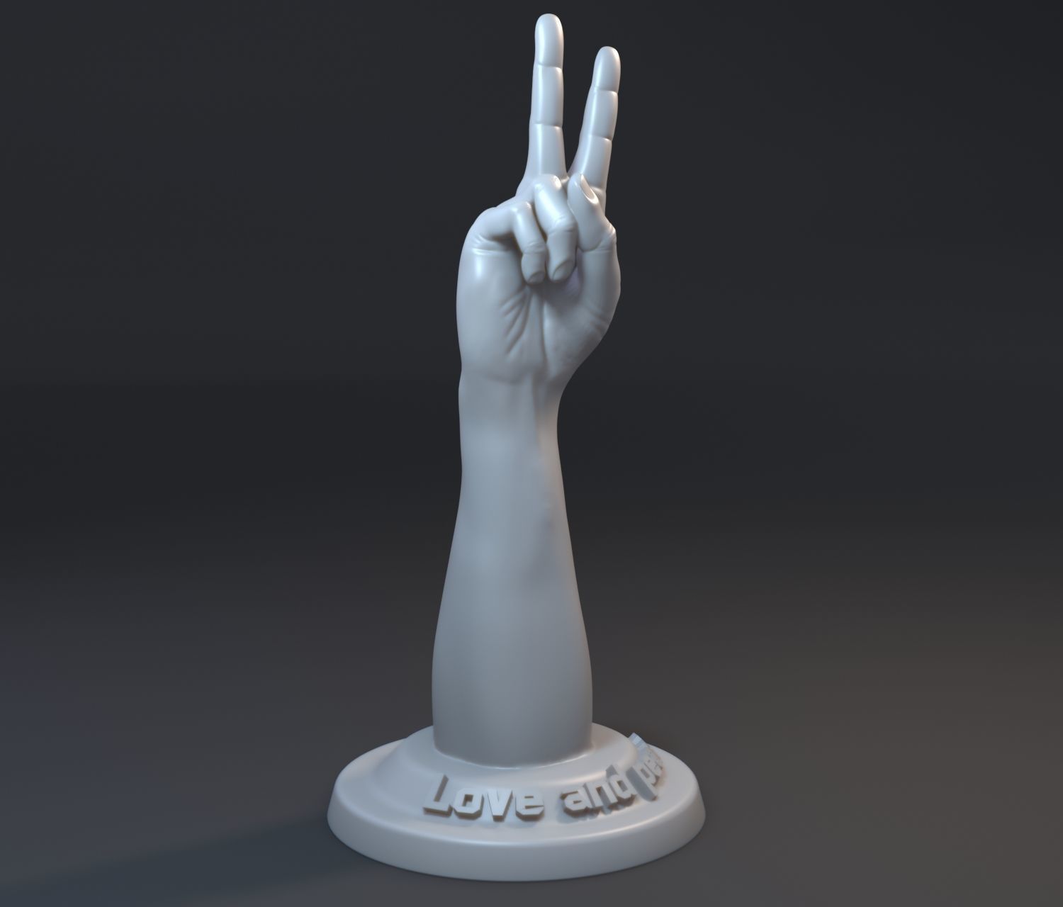 Hand with peace of victory gesture 3D print model_2