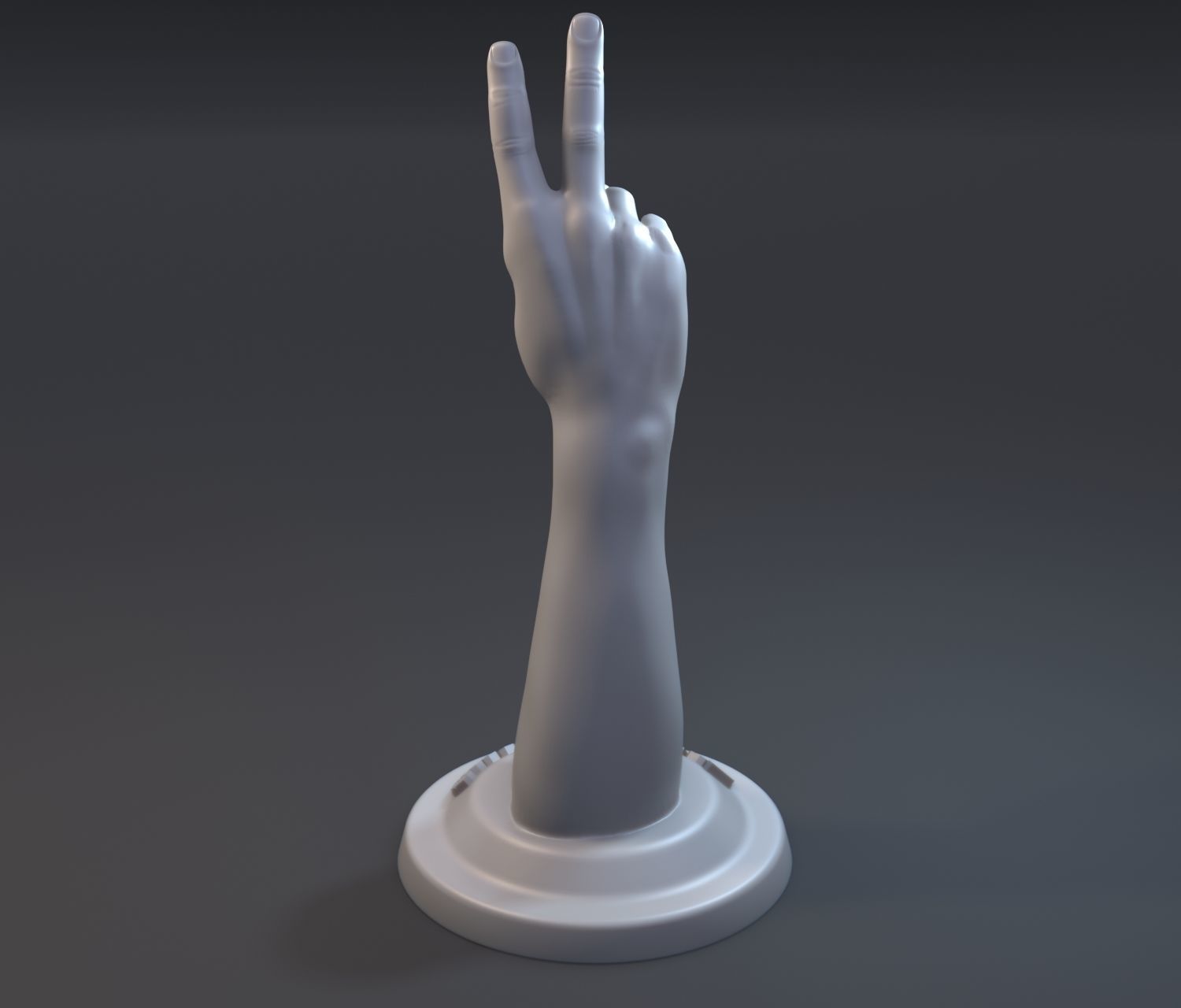 Hand with peace of victory gesture 3D print model_3