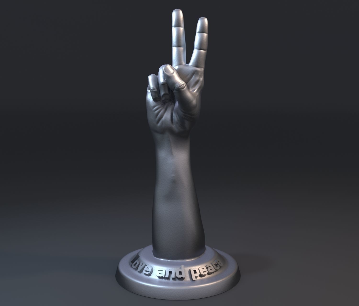 Hand with peace of victory gesture 3D print model_5