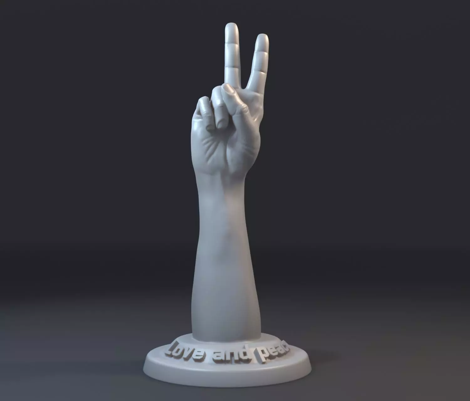 Hand with peace of victory gesture 3D print model_0