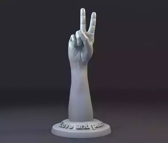 Hand with peace of victory gesture 3D print model