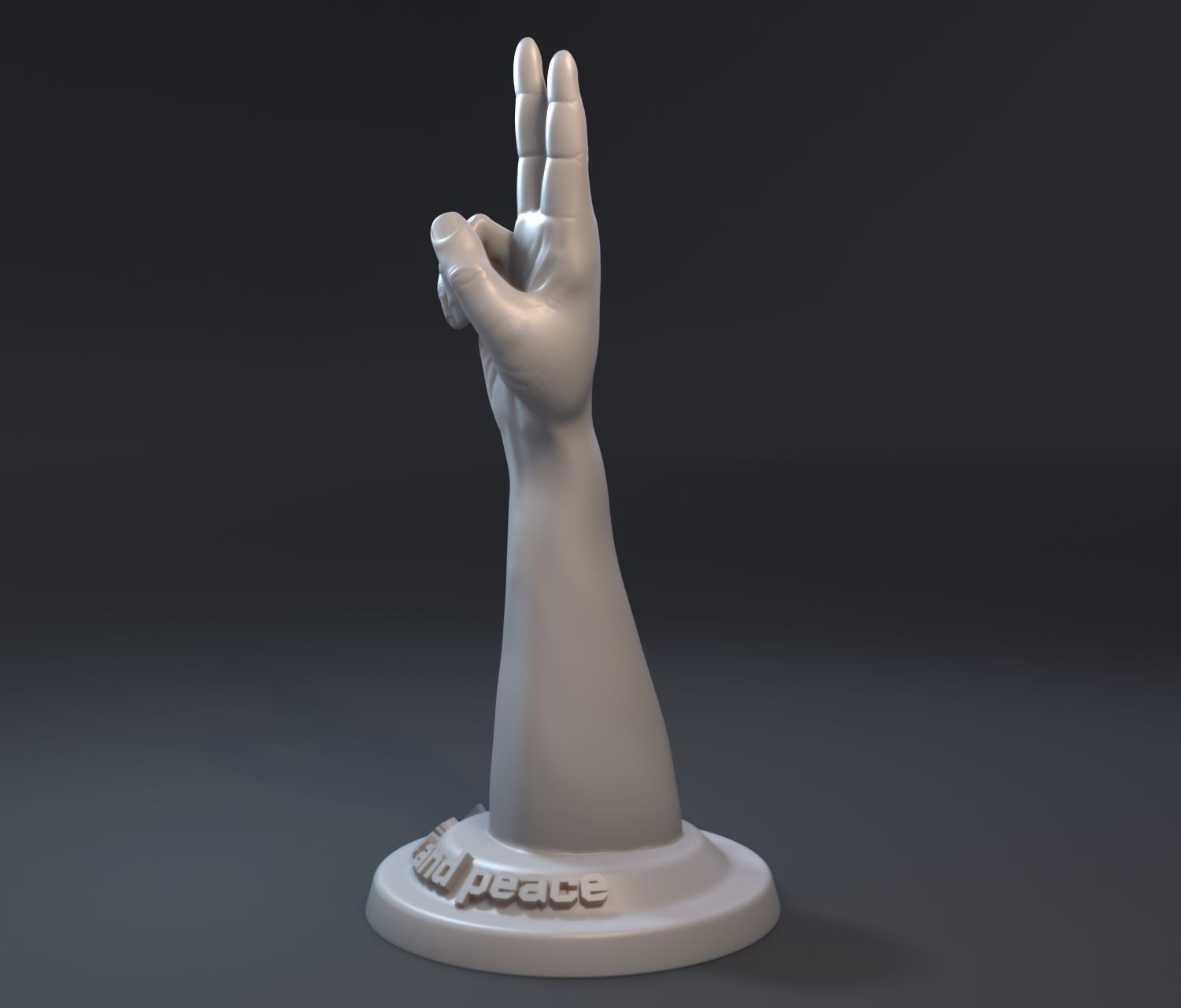 Hand with peace of victory gesture 3D print model_1