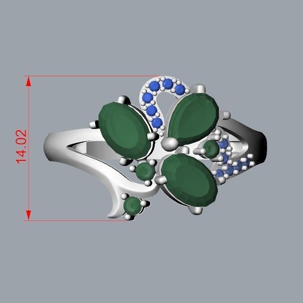 Design Women ring with gems and diamonds 3dm stl 3D print model 3D print model_35