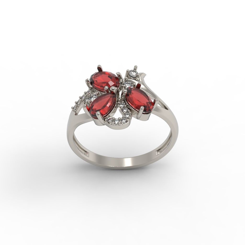 Design Women ring with gems and diamonds 3dm stl 3D print model 3D print model_13