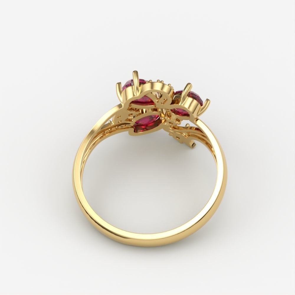 Design Women ring with gems and diamonds 3dm stl 3D print model 3D print model_3