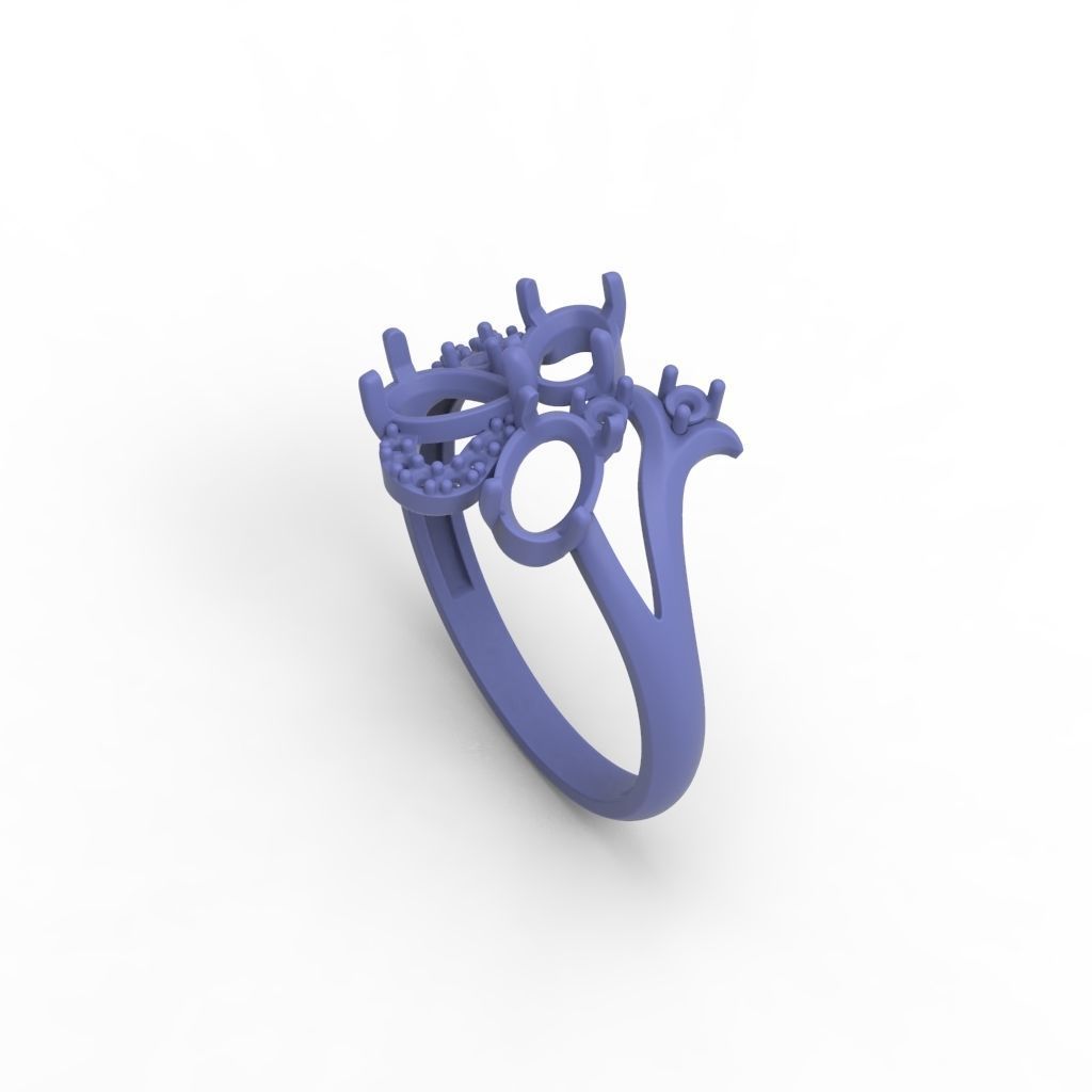 Design Women ring with gems and diamonds 3dm stl 3D print model 3D print model_21