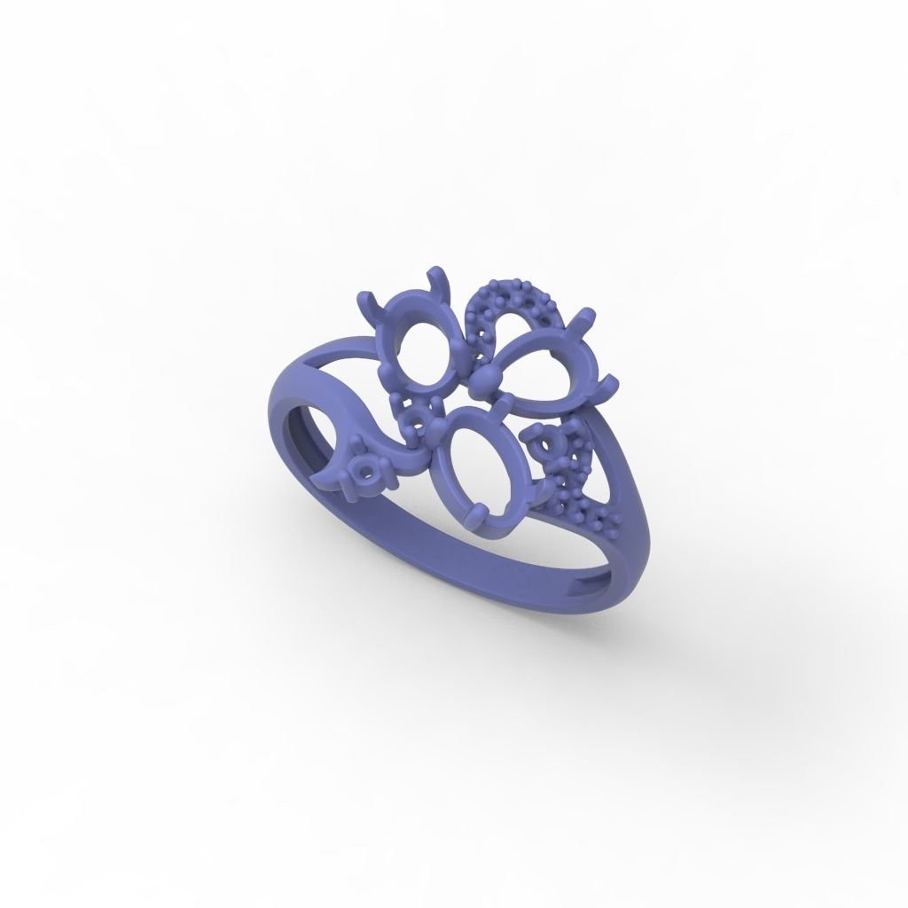 Design Women ring with gems and diamonds 3dm stl 3D print model 3D print model_22