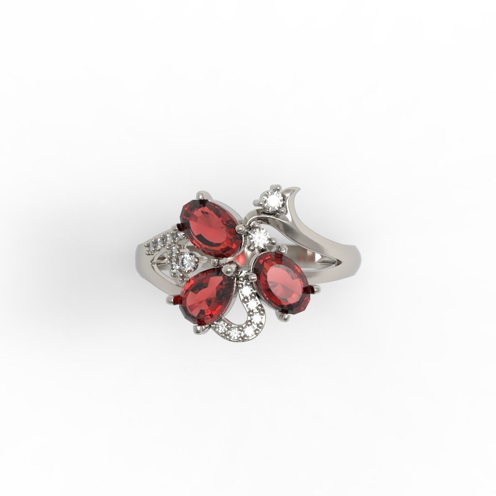 Design Women ring with gems and diamonds 3dm stl 3D print model 3D print model_14