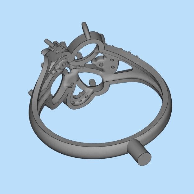 Design Women ring with gems and diamonds 3dm stl 3D print model 3D print model_42