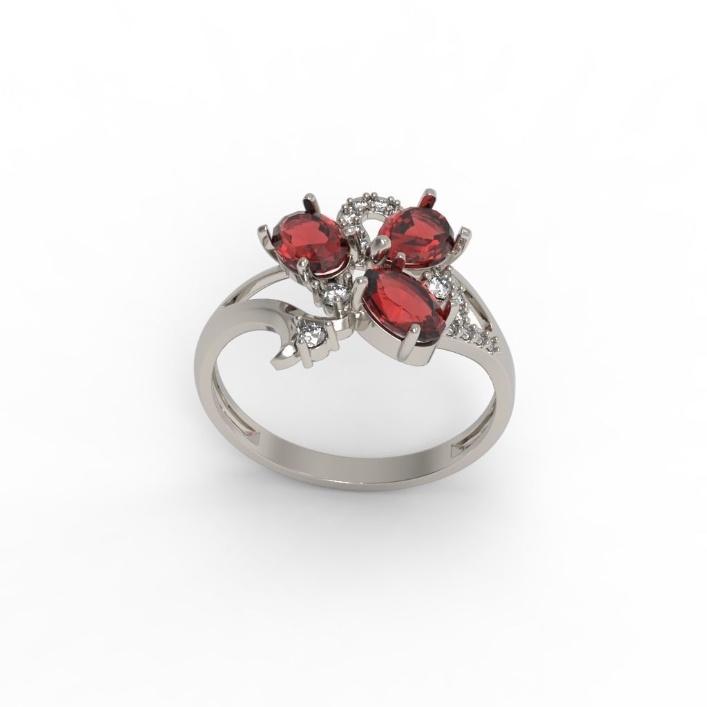 Design Women ring with gems and diamonds 3dm stl 3D print model 3D print model_10