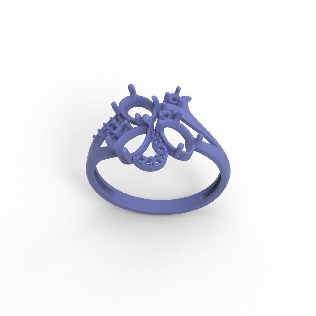Design Women ring with gems and diamonds 3dm stl 3D print model 3D print model_23