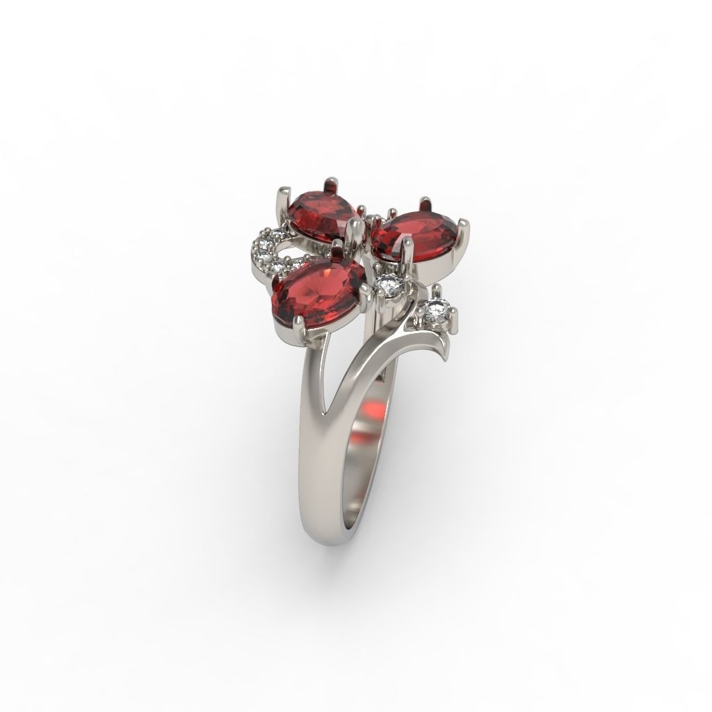 Design Women ring with gems and diamonds 3dm stl 3D print model 3D print model_9