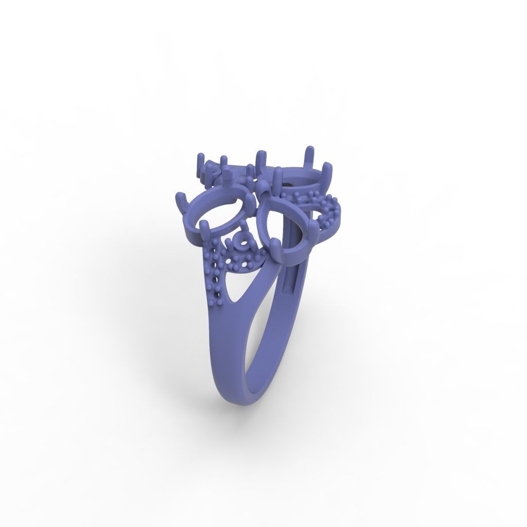 Design Women ring with gems and diamonds 3dm stl 3D print model 3D print model_27