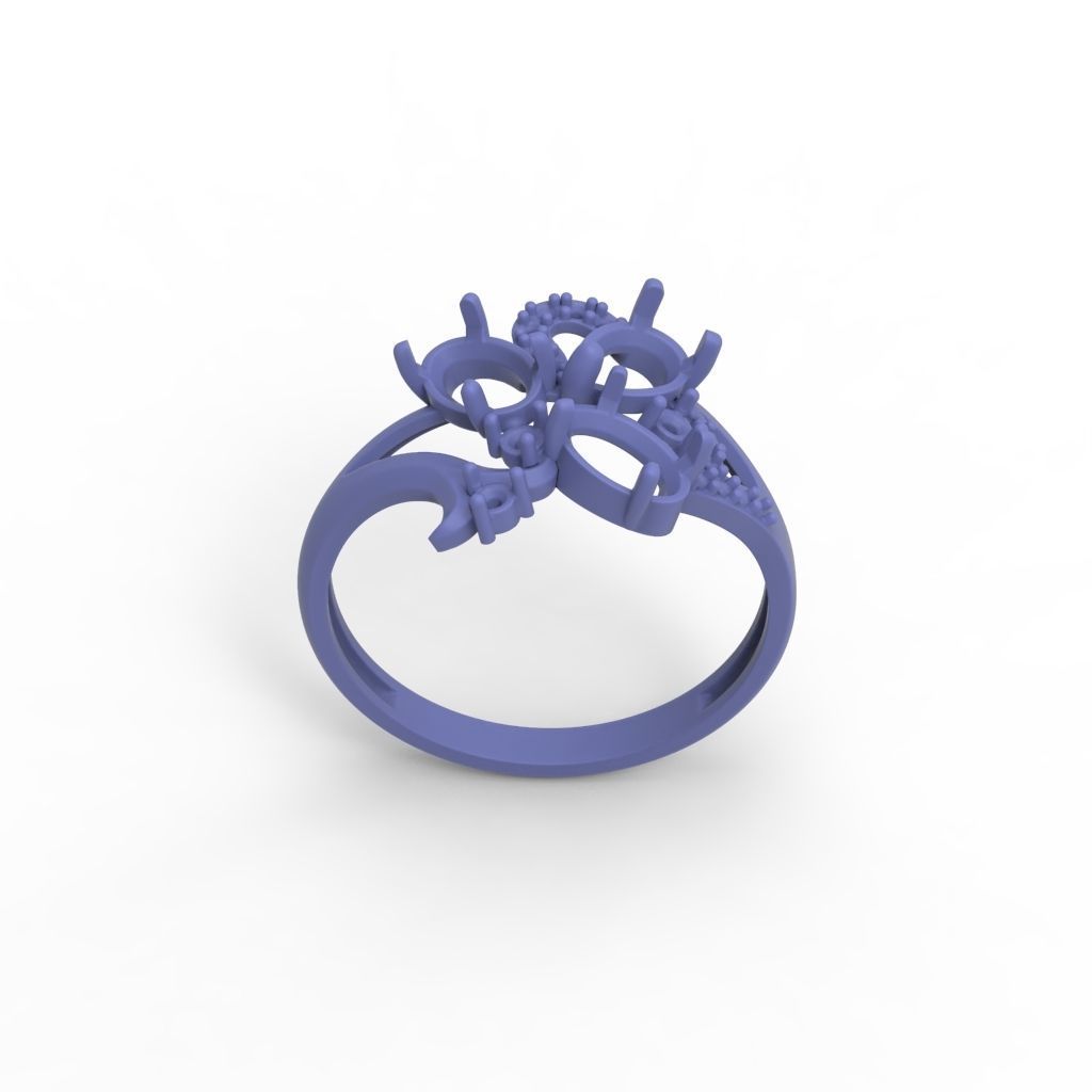 Design Women ring with gems and diamonds 3dm stl 3D print model 3D print model_31