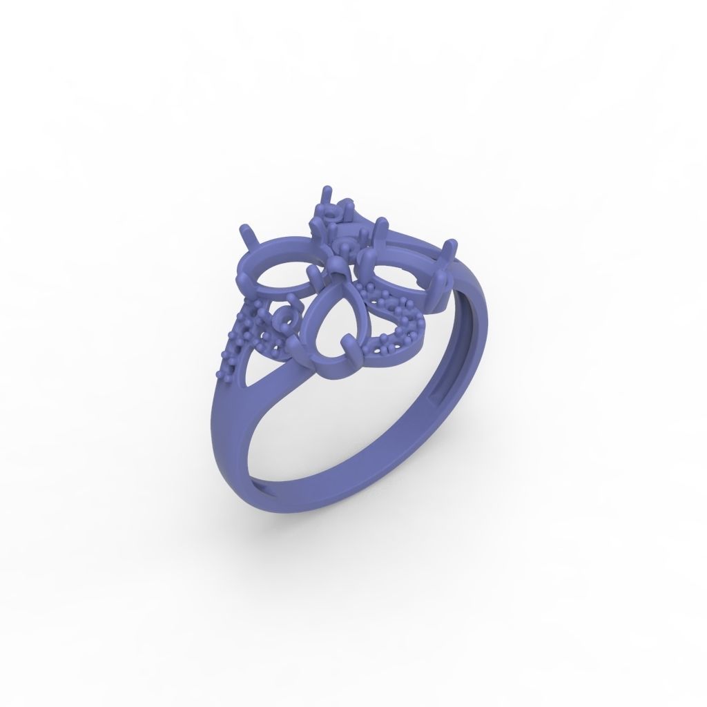 Design Women ring with gems and diamonds 3dm stl 3D print model 3D print model_32