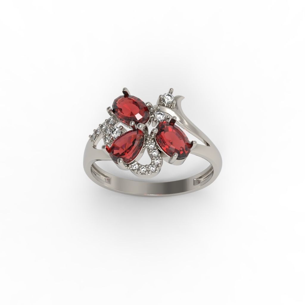 Design Women ring with gems and diamonds 3dm stl 3D print model 3D print model_6