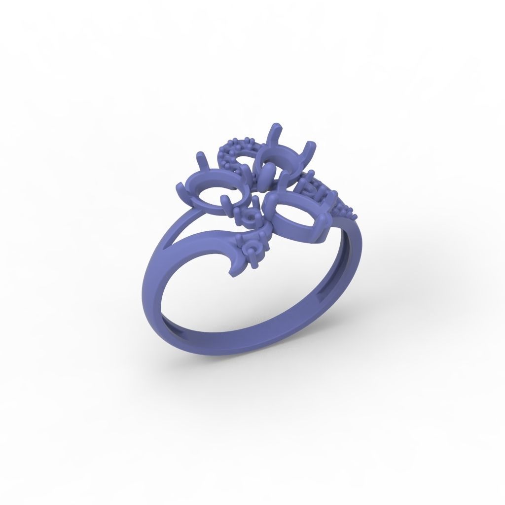 Design Women ring with gems and diamonds 3dm stl 3D print model 3D print model_20