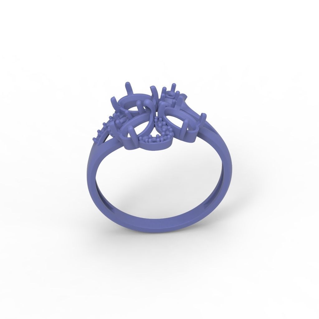 Design Women ring with gems and diamonds 3dm stl 3D print model 3D print model_24
