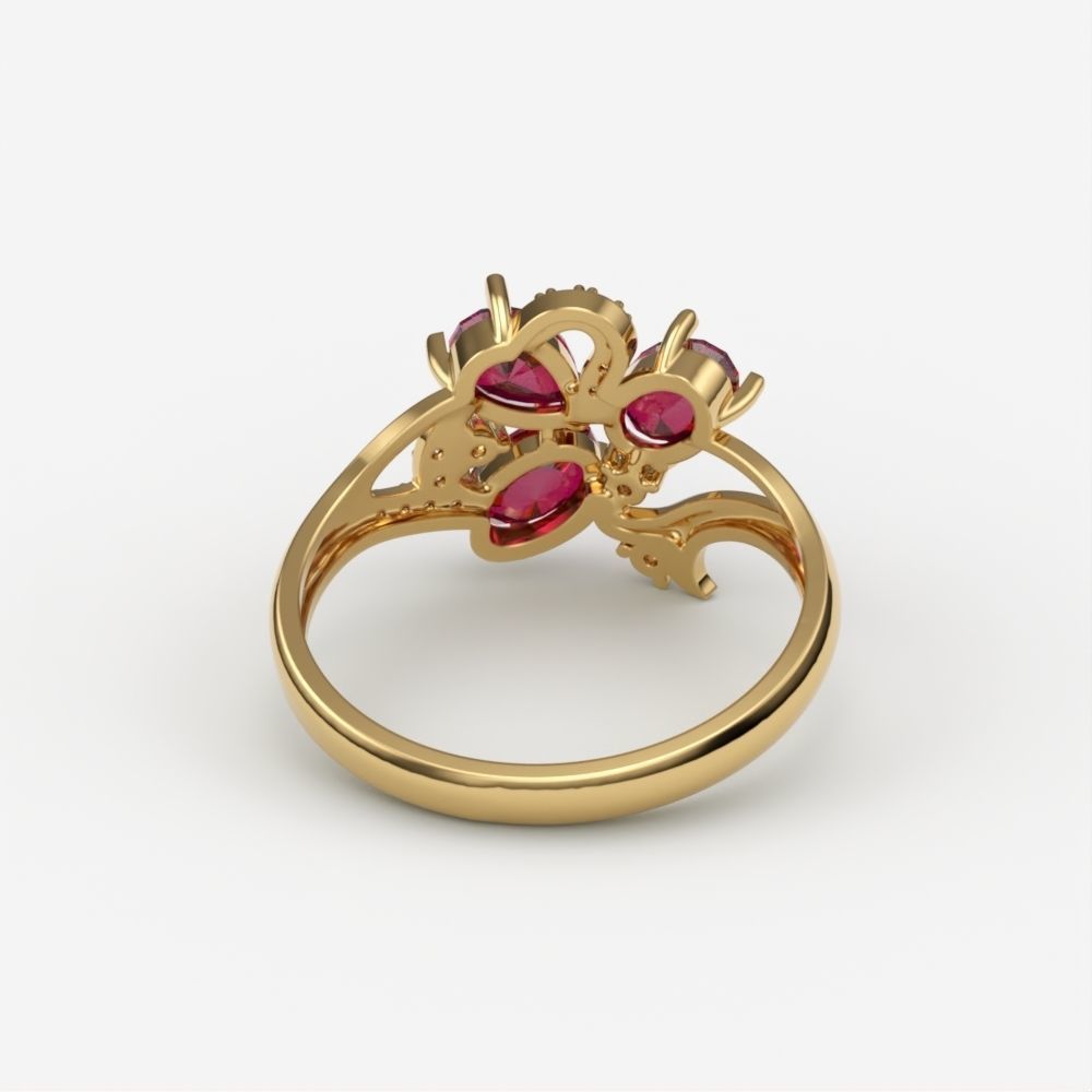 Design Women ring with gems and diamonds 3dm stl 3D print model 3D print model_4
