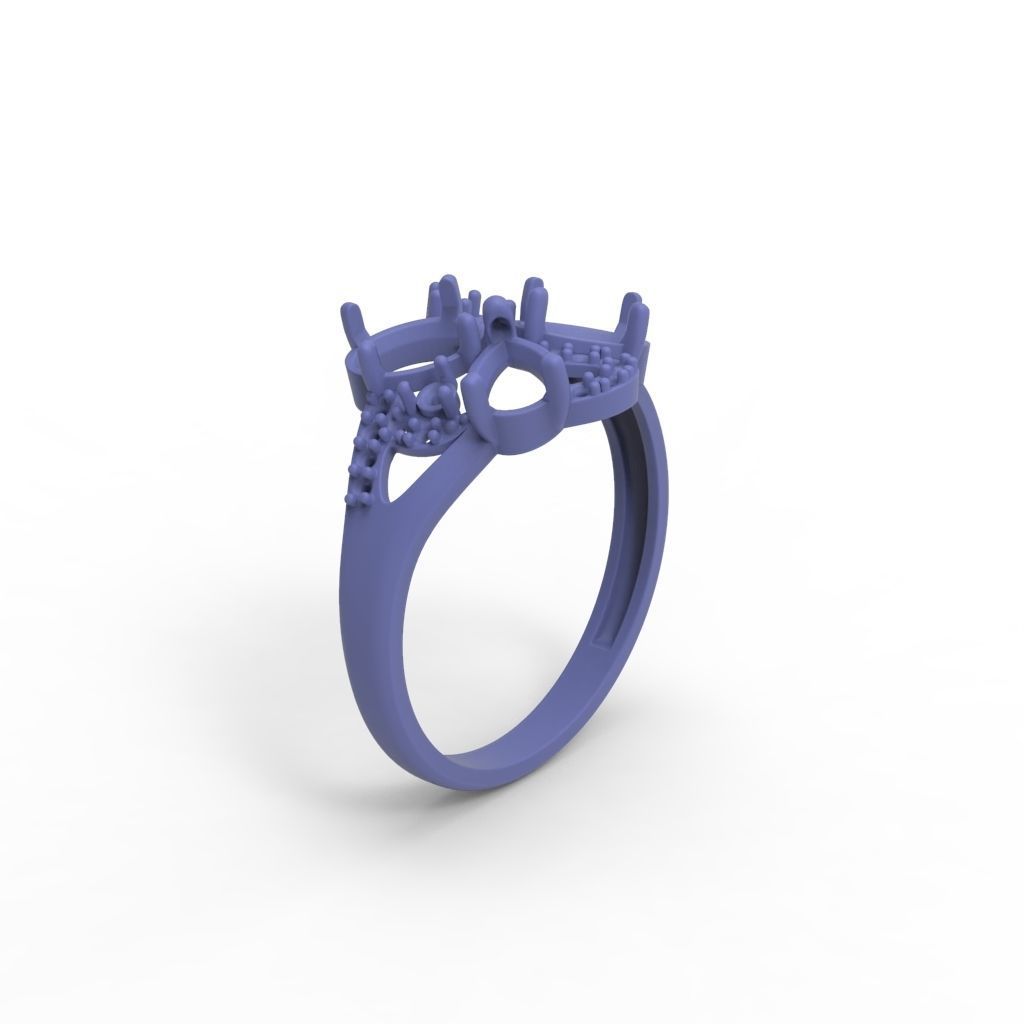 Design Women ring with gems and diamonds 3dm stl 3D print model 3D print model_19