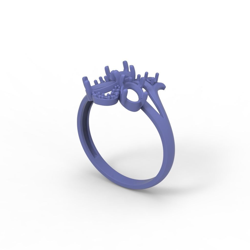 Design Women ring with gems and diamonds 3dm stl 3D print model 3D print model_26