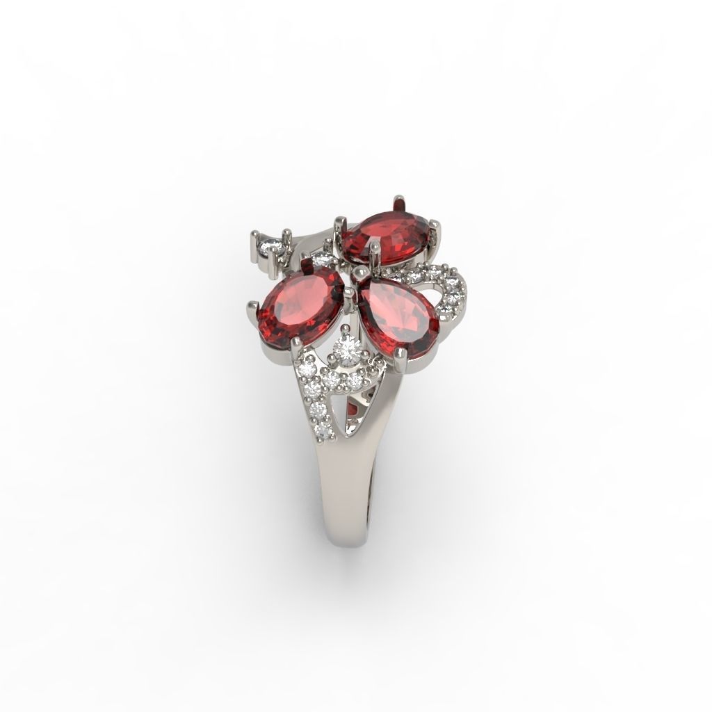 Design Women ring with gems and diamonds 3dm stl 3D print model 3D print model_7