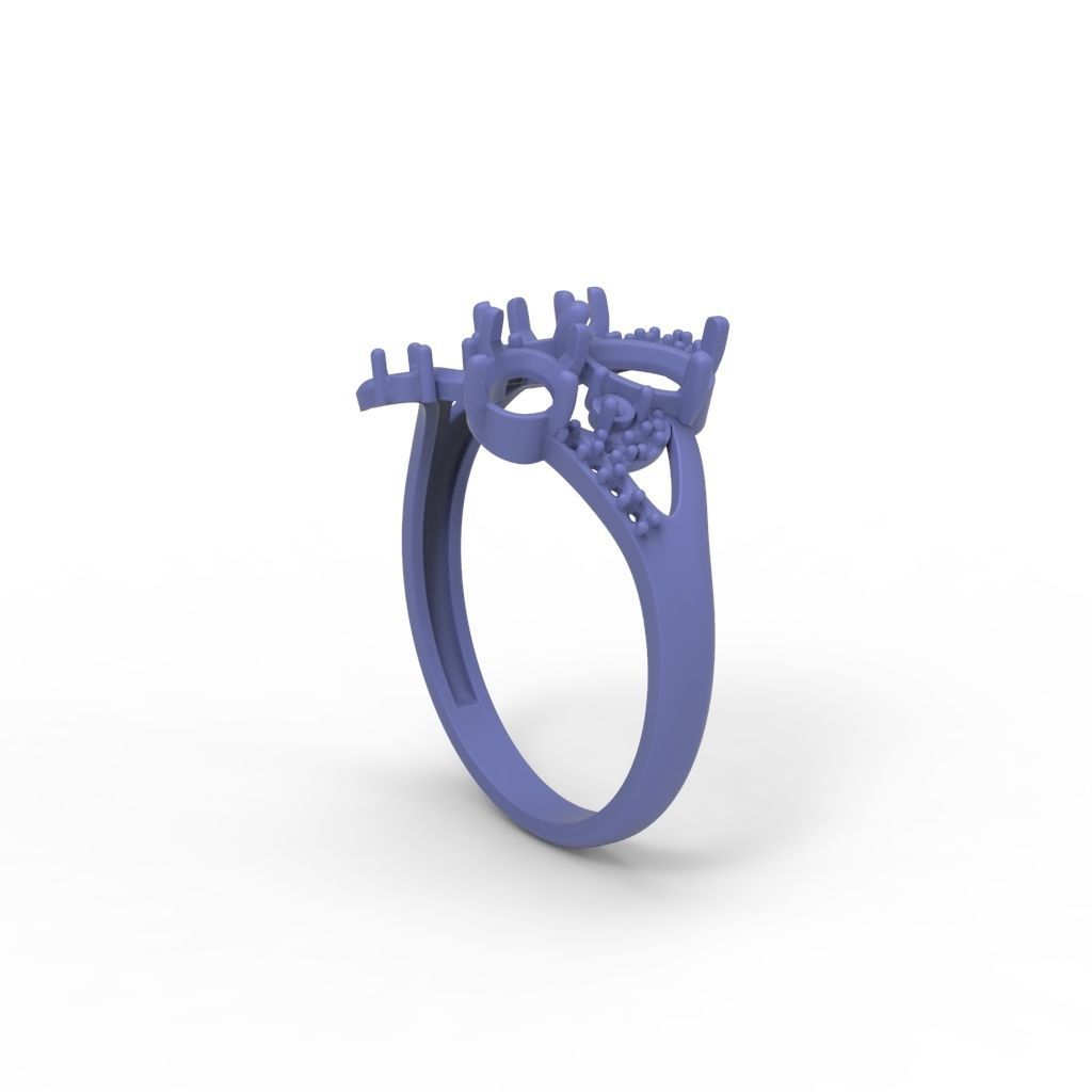 Design Women ring with gems and diamonds 3dm stl 3D print model 3D print model_25