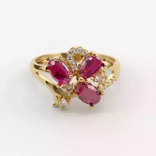 Design Women  ring with gems and diamonds 3dm stl 3D print model 3D print model