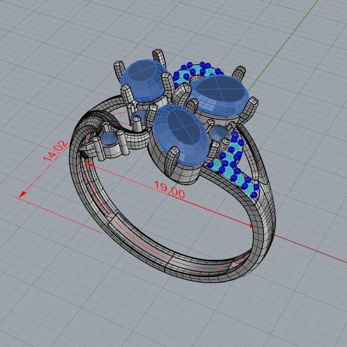 Design Women ring with gems and diamonds 3dm stl 3D print model 3D print model_36