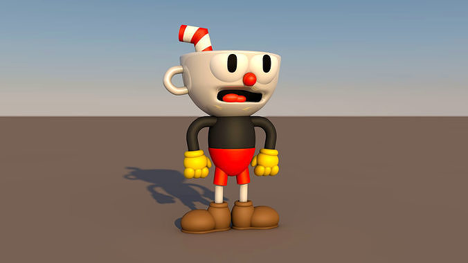 Cuphead cartoon character Free 3D model
