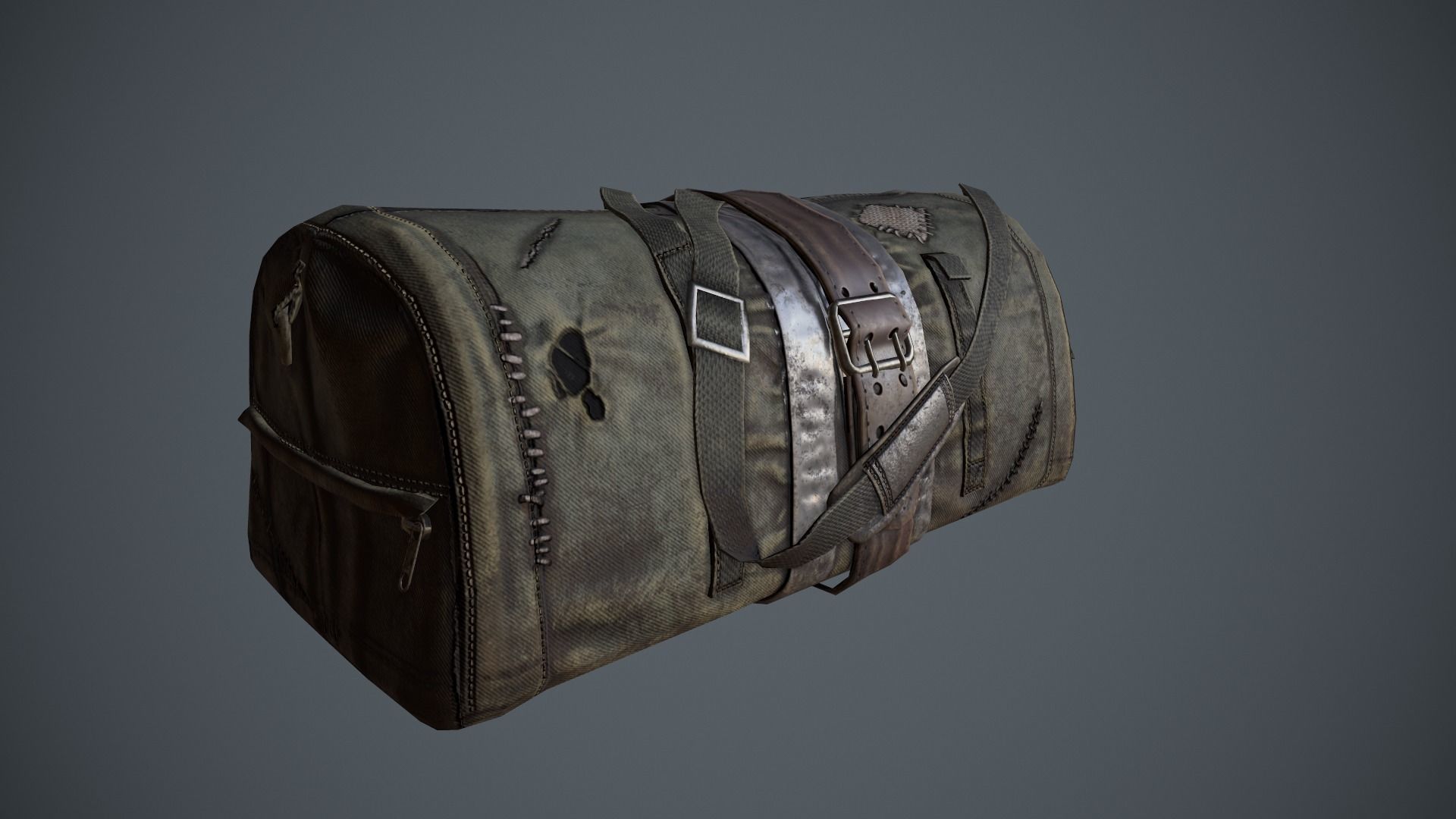 Traveller Skull Skeleton with Bags Low-poly 3D model_6