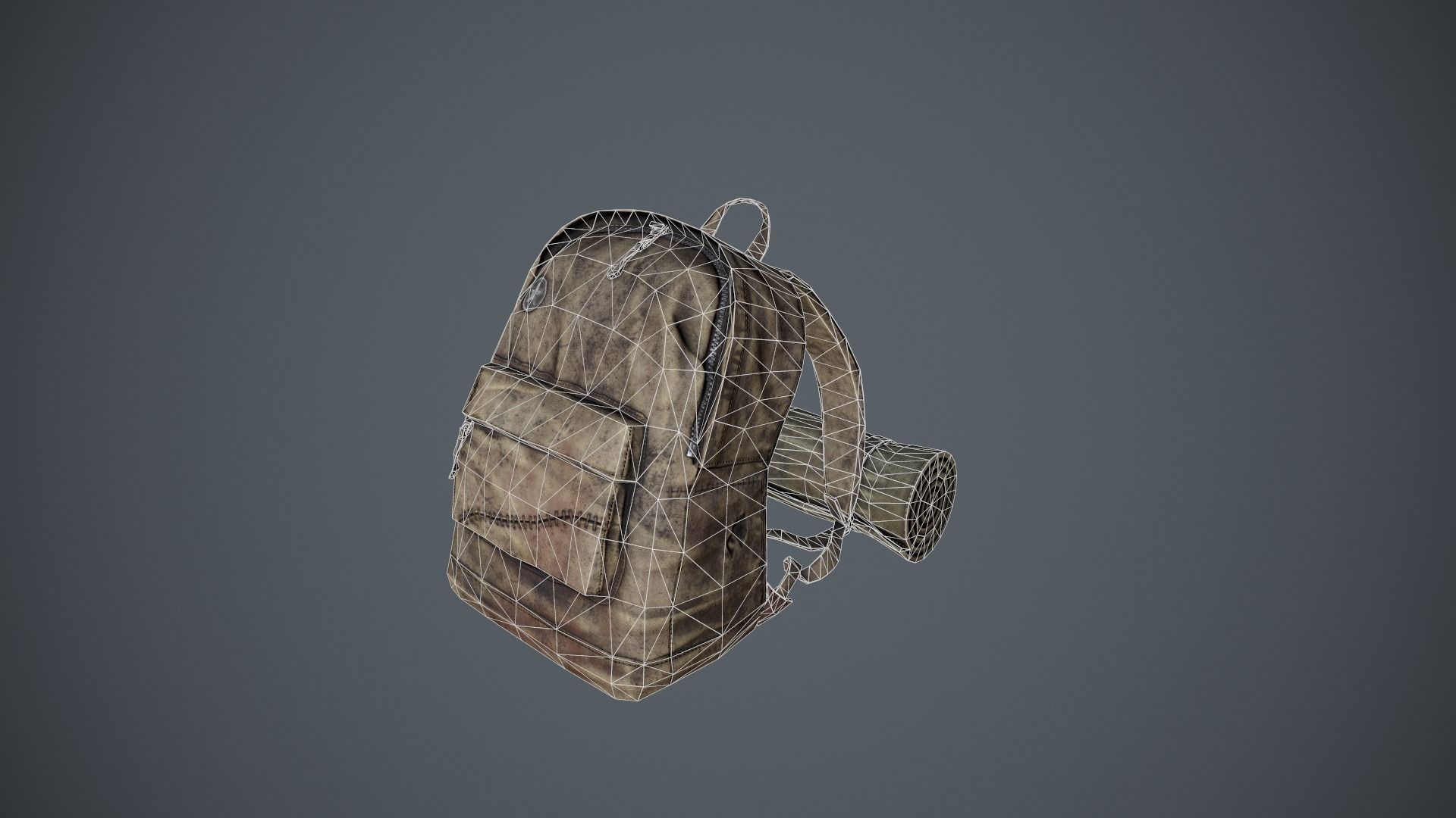 Traveller Skull Skeleton with Bags Low-poly 3D model_11