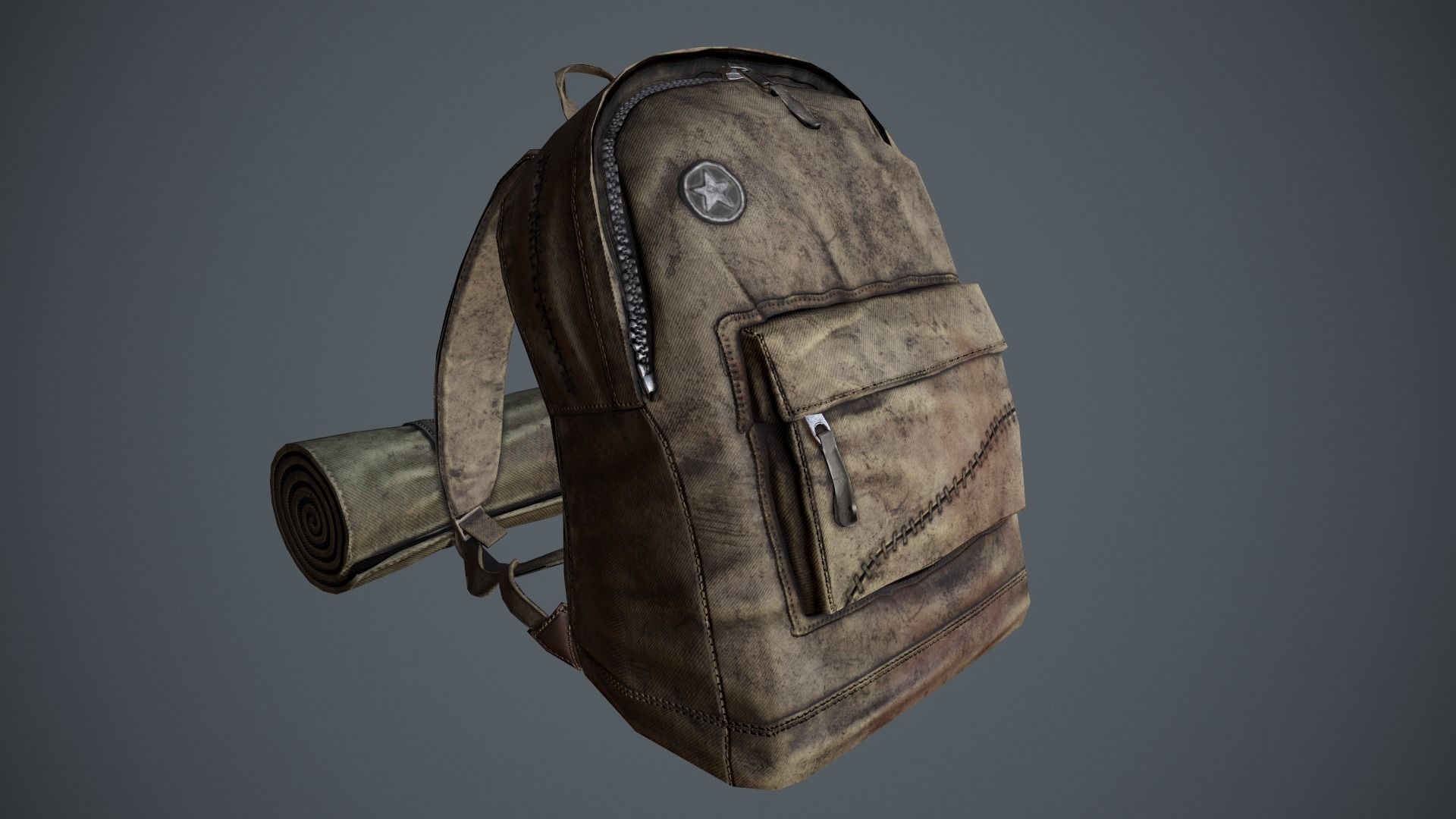 Traveller Skull Skeleton with Bags Low-poly 3D model_8