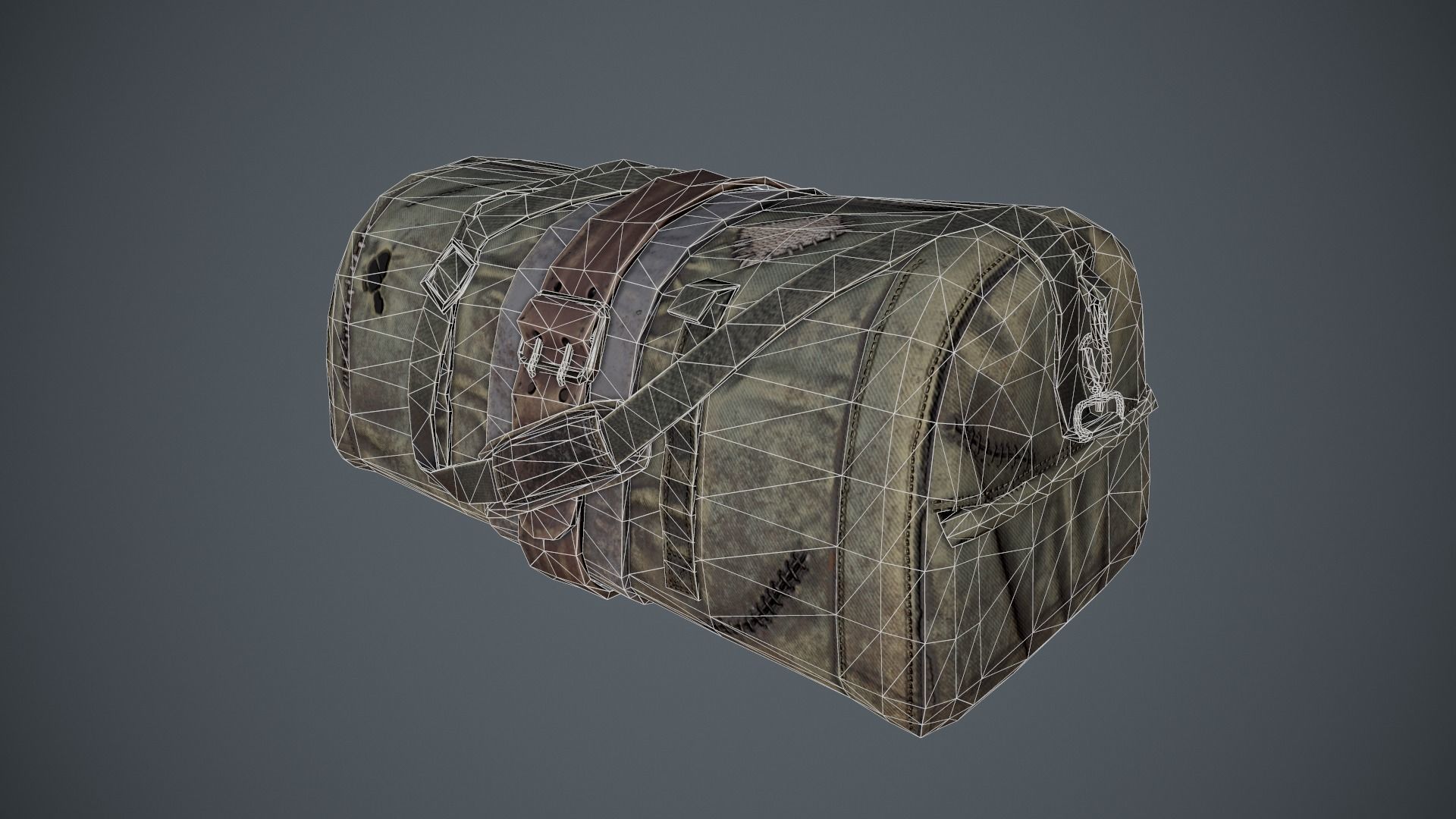 Traveller Skull Skeleton with Bags Low-poly 3D model_13