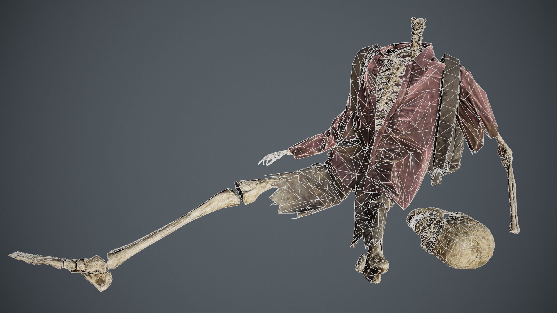 Traveller Skull Skeleton with Bags Low-poly 3D model_16